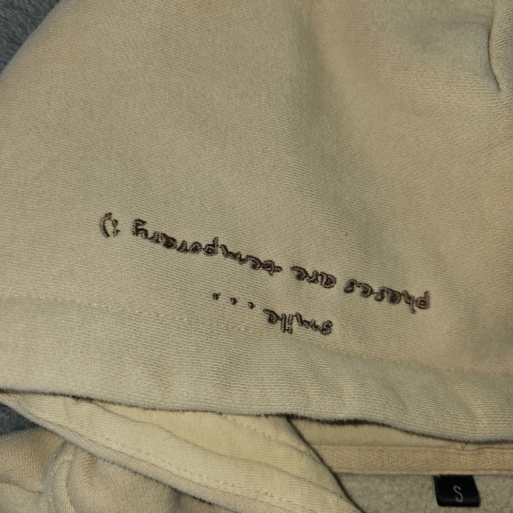Wheres The Hoop Smiley Phases Graphic Hoodie Sand Small Streetwear Puff Print - Picture 7 of 8